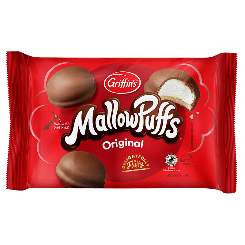 43322 MallowPuffs Original Chocolate 20x200g FRONT Render